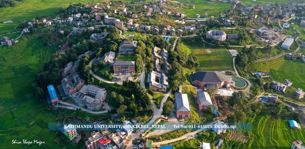 Aerial view of Kathmandu University campus, Dhulikhel, Nepal